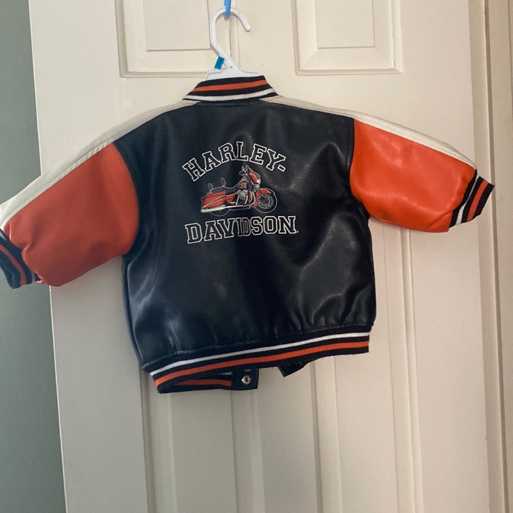 Harley Davidson leather jacket size 12 months